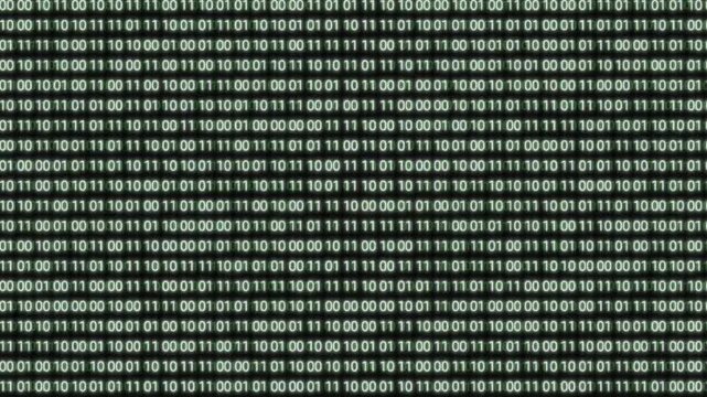 Matrix Binary Code Rain Animation on Black Background Digital Data Stream Cyber Motion Graphic