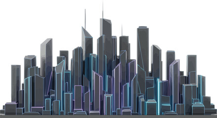 Vibrant city skyline illustration with cool reflection
