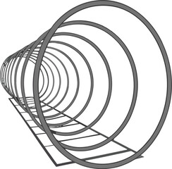 Abstract tunnel design with repeating circular shapes creating perspective, ideal for modern technology and architectural concepts, creative visuals