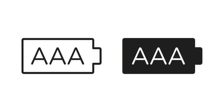 AAA battery icon Illustrations, thin line symbol - editable stroke