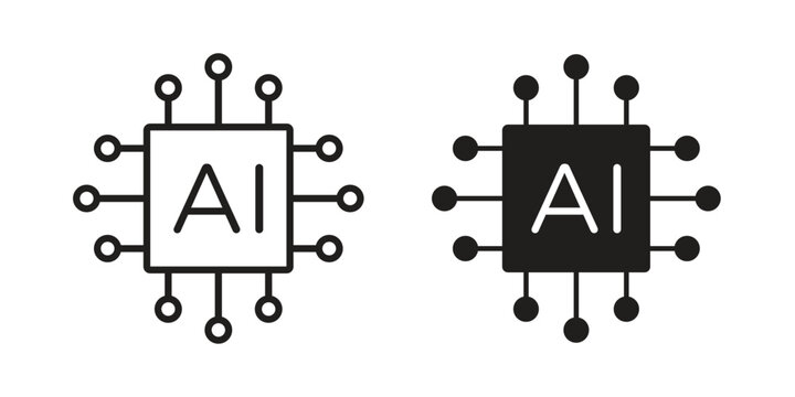 AI icon Illustrations, thin line symbol - editable stroke