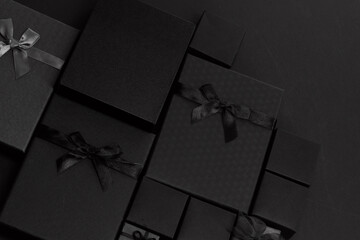 Elegant Black Gift Boxes. Black Friday background