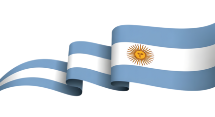 Waving Argentinian Flag with Sun Emblem on Black Background Argentina South America isolated on a transparent background