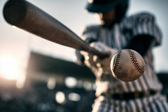 A baseball player swings a bat at a ball