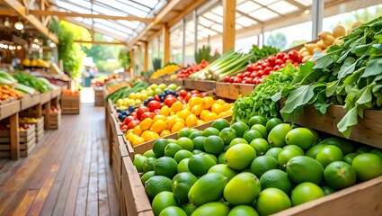 Fresh produce at local farmers market showcasing colorful fruits and vegetables