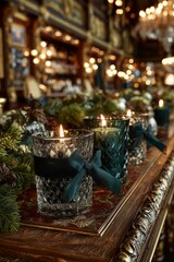 Candles Glow Warmly on a Festive Table in an Elegantly Decorated Interior