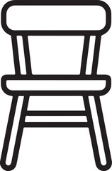 Black outline chair icon on white background furniture seat vector illustration EPS file download.
