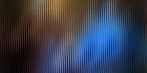 Abstract textured background with vertical ribbed pattern and blurred colorful lights in blue and brown tones