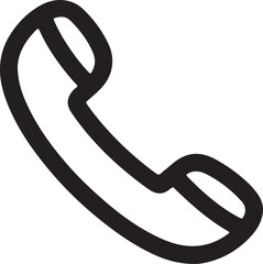Black outline of a telephone handset on white background communication call vector illustration EPS file download.
