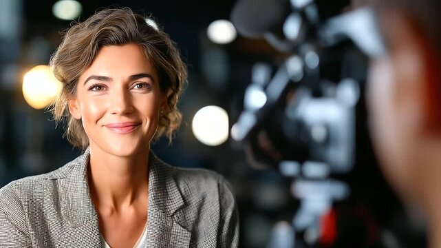 Journalist conducting investigative interview, serious tone, dim studio lighting, authenticity and truth-seeking, social awareness, journalism integrity, critical thinking, modern