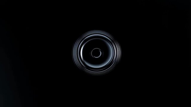 Abstract dark circle expanding, sound wave effect, isolated overlay footage