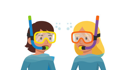 Two People Wearing Snorkel Gear Prepared For Underwater Exploration Of Marine Life