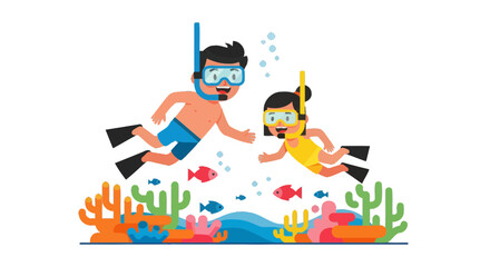 Two People Snorkeling In The Ocean, Having A Great Time Together Underwater