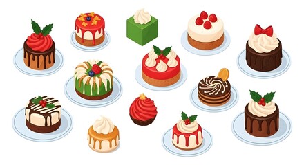 Festive desserts collection with christmas accents