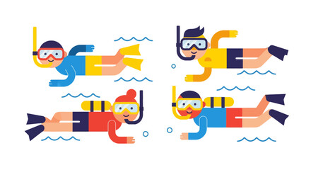 Vibrant Divers Underwater Swimming In The Ocean Enjoying A Sunny Day Of Scuba Diving