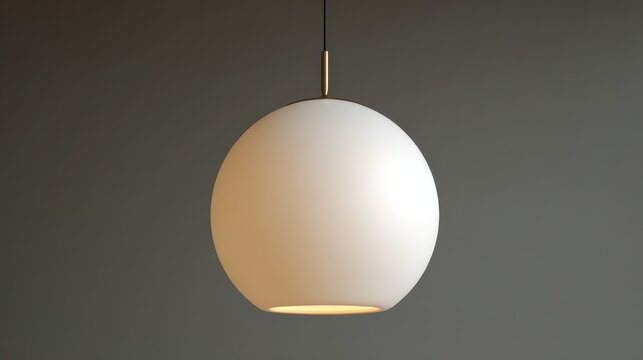 the round hanging lamp is white generative ai