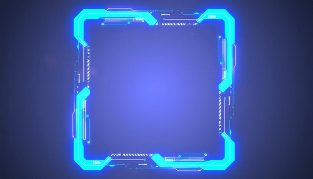A neon blue futuristic frame that stands out against a darker background. This design is perfect for technology-related projects