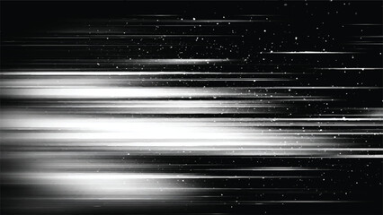 Abstract speed lines with glowing particles on dark background, motion blur effect Vector, illustration.
