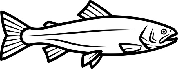 trout silhouette line art vector illustration with a white background
