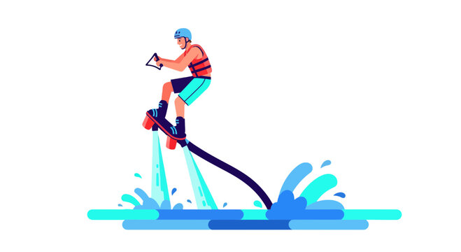 Thrilling Watersport: A Silhouette Of A Person Enjoying Flyboarding On The Water