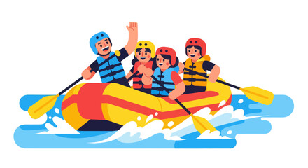 Thrilling Adventure: A Rafting Team Conquering Whitewater With High Spirits