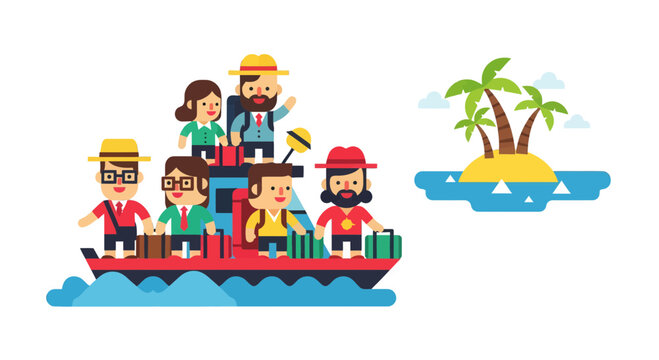 Tourists Embarking on a Vacation Voyage Towards a Tropical Paradise Destination