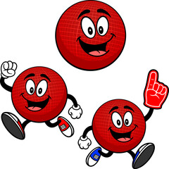 Dodgeball Mascot Set 04, Hand Drawn illustrations of Dodgeball Mascots in various poses.