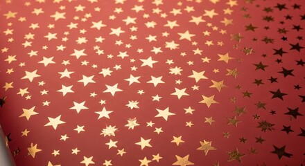 Red Wrapping Paper with Embossed Gold Foil Stars