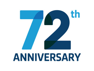 A graphic displaying the number 72 with the word ANNIVERSARY below, symbolizing a milestone.