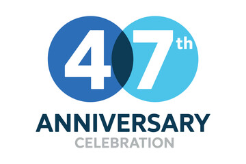 A clean graphic design representing a 47th anniversary celebration with large numbers inside circles.