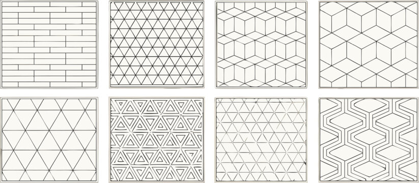 Architectural CAD Hatch Pattern Set, Vector Collection of Abstract Line Textures, Mosaic, Brick, Tile, and Stone Patterns for Architecture, Interior, and Landscape Design Plans