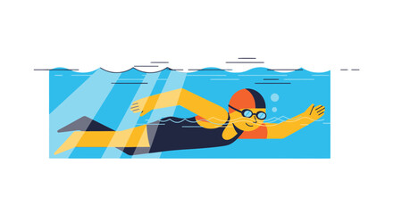 Swimming Athlete Underwater: A Graphic Illustration Of Sport And Aquatic Activity