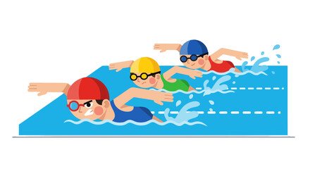 Swimming Competition: Illustrative Depiction of Competitive Swimmers in a Pool Race