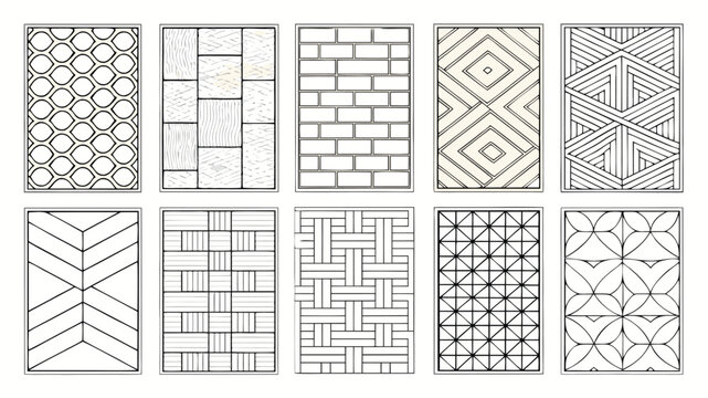 Architectural CAD Hatch Pattern Set, Vector Collection of Abstract Line Textures, Mosaic, Brick, Tile, and Stone Patterns for Architecture, Interior, and Landscape Design Plans