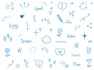 Obraz premium Cute hand drawn line icons of arrows stars and hearts A collection of charming, hand-drawn line art icons featuring arrows, stars, and hearts, perfect for adding a playful touch to designs