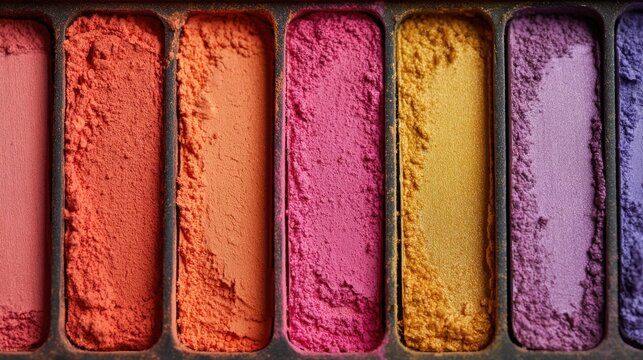 Bright pastels in warm and cool tones are arranged neatly in a metal case. The vibrant colors invite creativity and artistic expression, ideal for painting or drawing. - Powered by Adobe