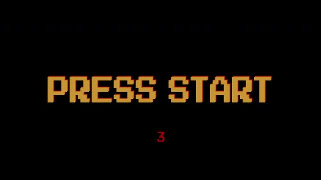 Press Start text animation on 8 bit retro game black background. 4k video. Suitable for your video game content, Vintage Arcade Games or Vintage Arcade Games.