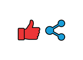Like and share button icons vector