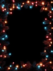 christmas background with lights and free text space christmas lights border glowing colorful christmas lights on black background new year christmas decor garland no logos no brands ar 34