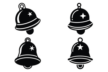 jingle bell vector icon set, black color and white background
