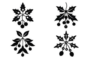 mistletoe vector icon icon set, black color and white background
