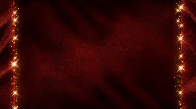Elegant red background with glittering star borders for celebratory designs.