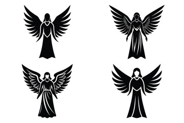angel vector icon icon set, black color and white background