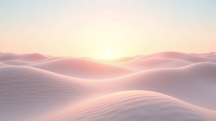 Serene sand dunes at sunset with soft pink and orange hues, creating a peaceful scene