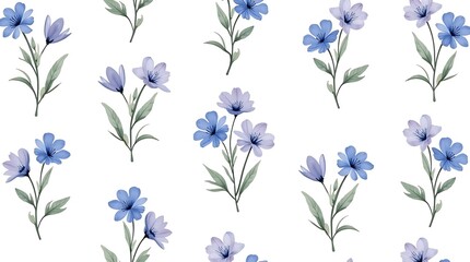 Seamless pattern with blue flowers for textile