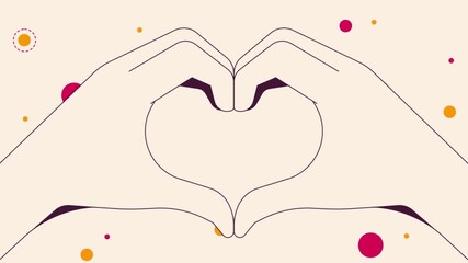 Hand heart symbol animation, love gesture, caring hands illustration, friendship sign, social affection icon