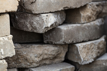 Texture of stacked paving slabs as background, closeup