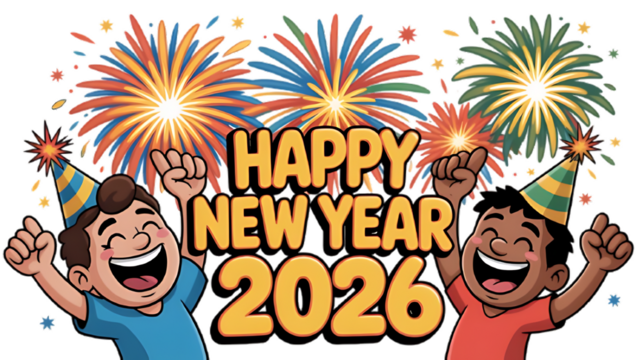 Joyful children celebrate new year 2026 with fireworks - Powered by Adobe