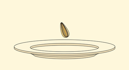 Sunflower Seed Balancing Over Plate Amidst a Minimalist Composition Displaying Harmony