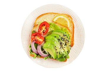 Avocado toast vegetable dish natural product tasty snack fresh delicious gourmet food background on the table rustic top view copy space keto and paleo diet vegan and vegan food